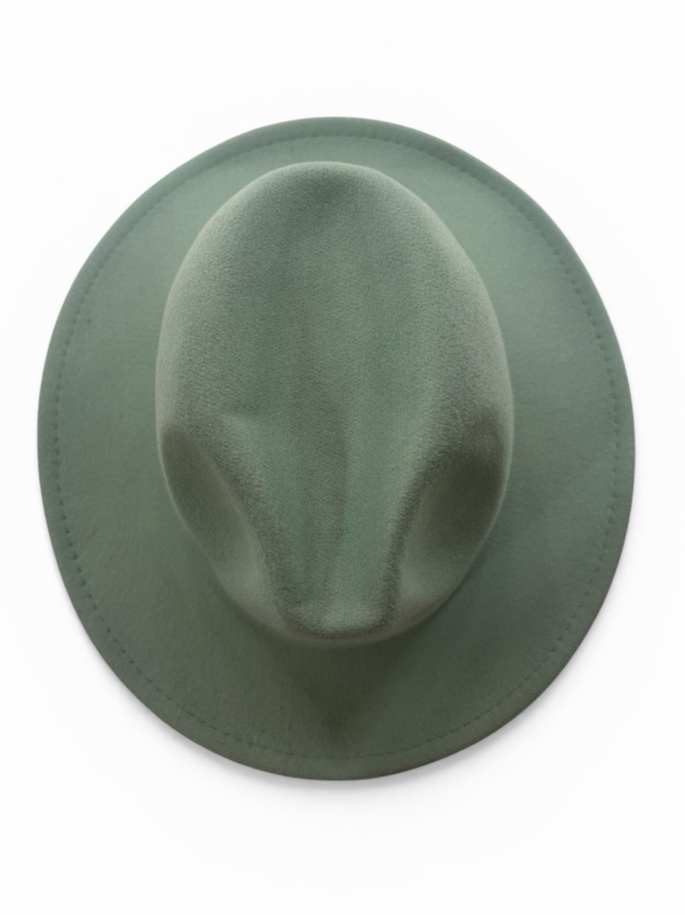 Mint Green Wide-Brimmed Felt Fedora, Mountain Hat, Stage Felt Top Hat,Panama - Picture 4 of 7